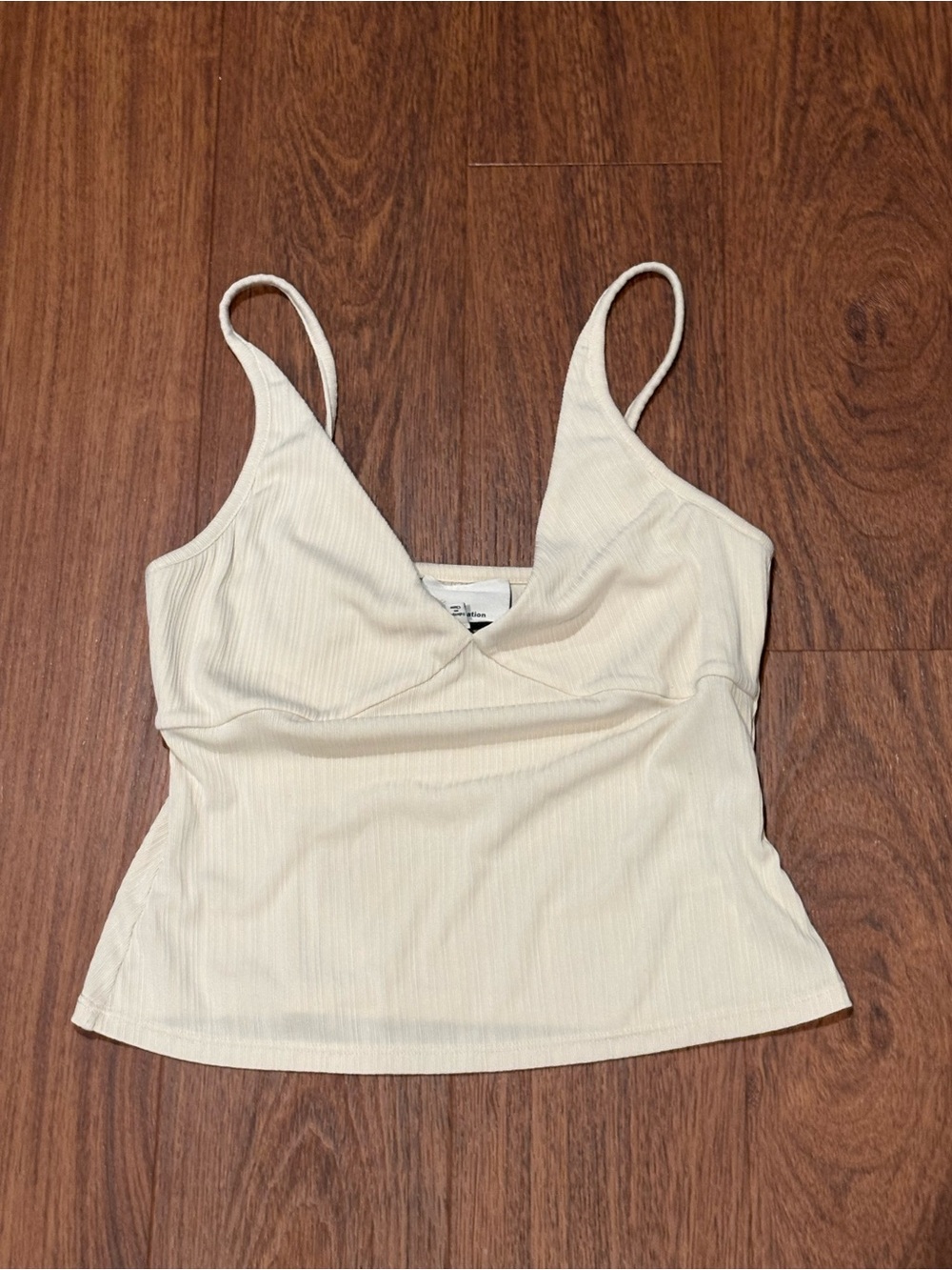 Reformation Cream Ribbed V-Neck Cami